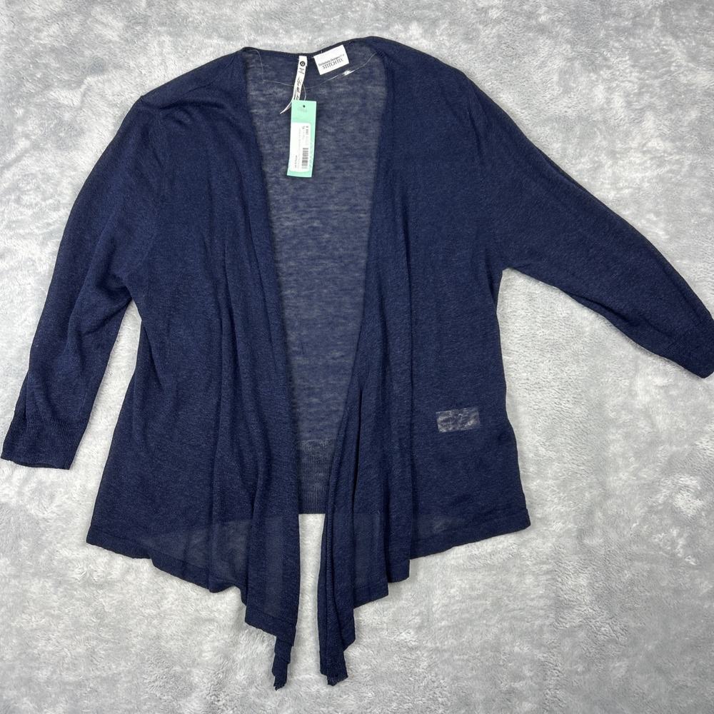 Stitch Fix XL‎ Womens Cardigan Florence Linen Leo & Nicole Convertible Navy